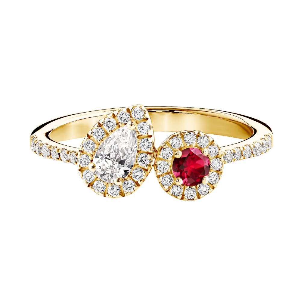 Ring Yellow gold Ruby and diamonds AlterEgo Poire 2