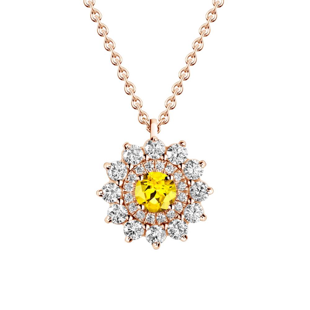 Pendentif Or rose Saphir Jaune et diamants Lefkos 2