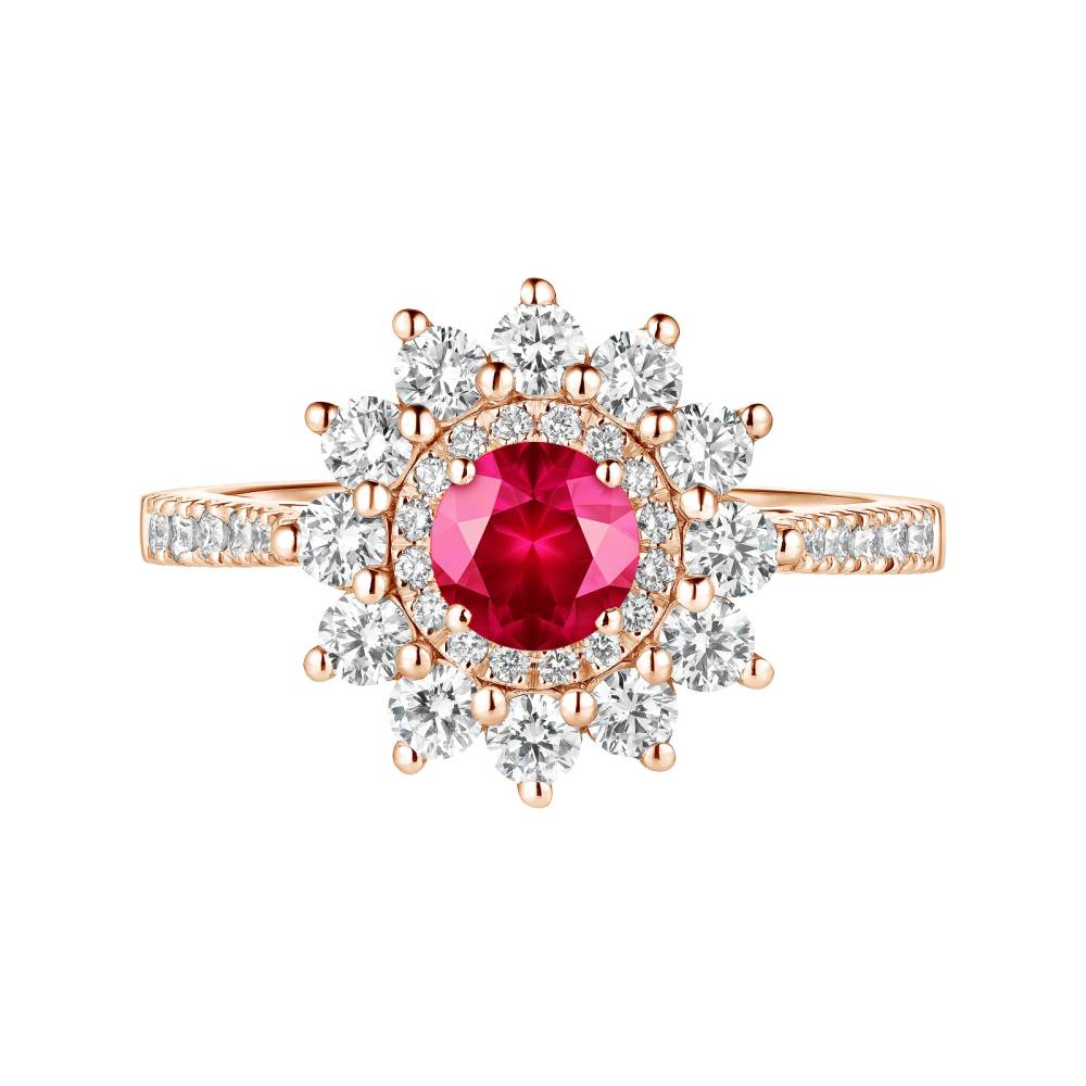 Ring Roségold Rubin und diamanten Lefkos 5 mm Pavée 2