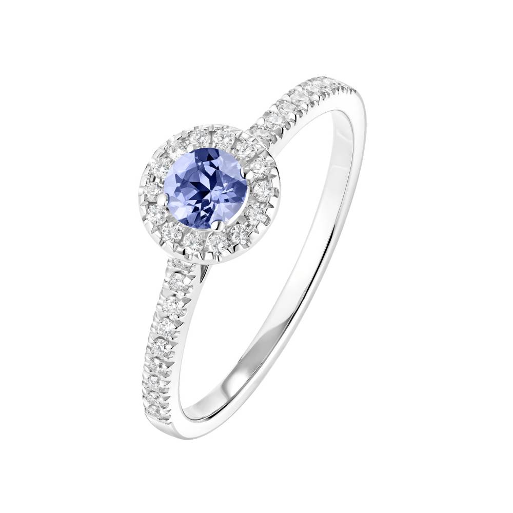 Bague Platine Tanzanite et diamants Rétromantique S Pavée 2