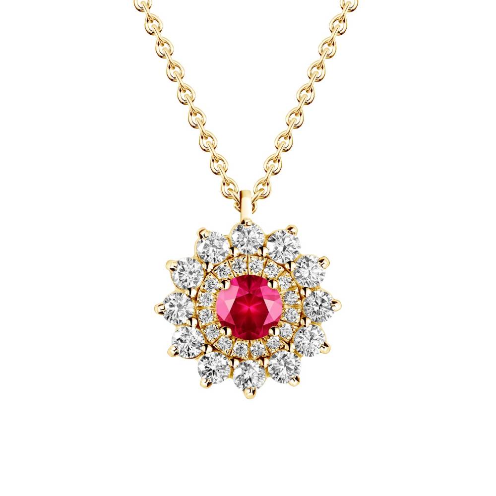 Pendentif Or jaune Rubis et diamants Lefkos 2