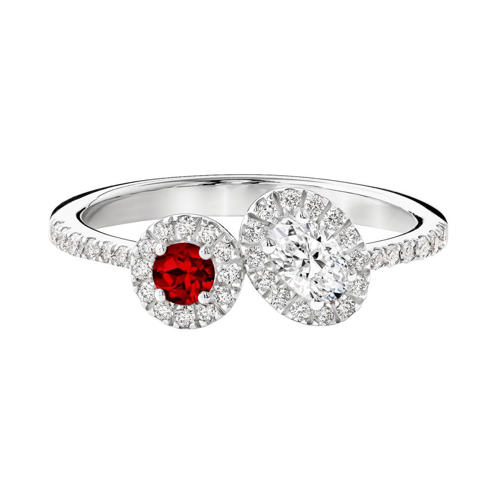 Ring Platinum Garnet and diamonds AlterEgo Ovale 2