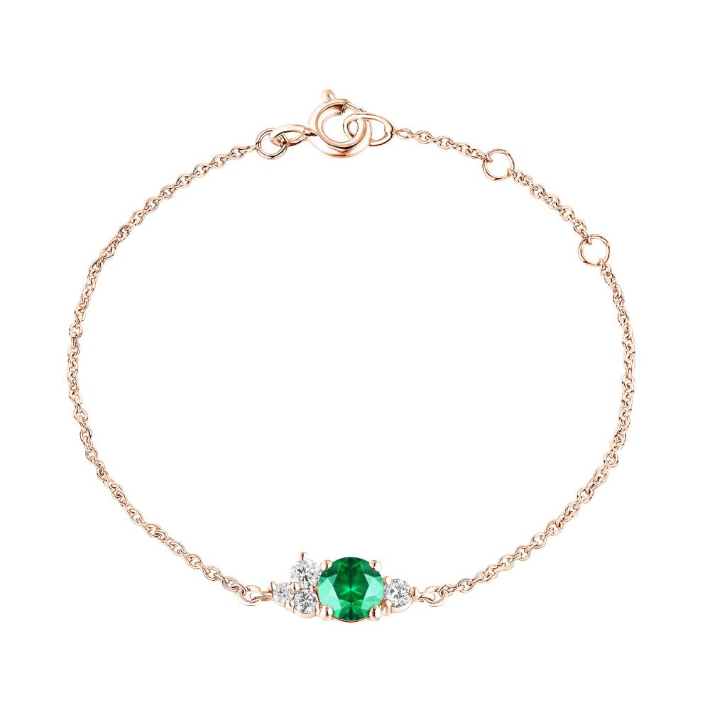 Bracelet Rose gold Emerald and diamonds Baby EverBloom 2