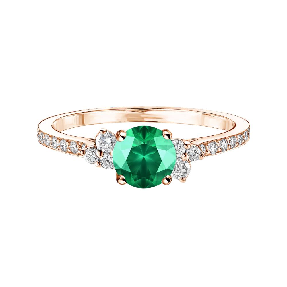 Ring Rose gold Emerald and diamonds Baby EverBloom 5 mm Pavée 2