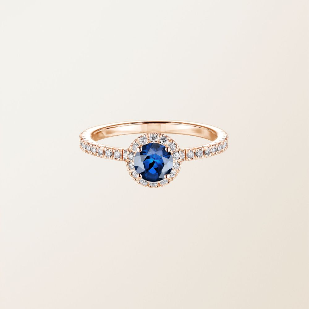 Bague Or rose Saphir et diamants Rétromantique M Pavée 2