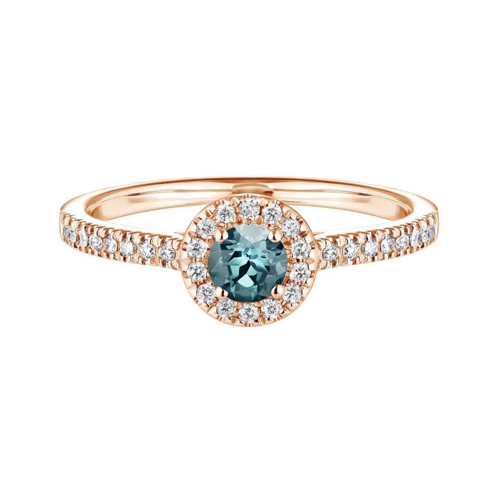 Ring Roségold Saphir Blau Grau und diamanten Rétromantique S Pavée 2