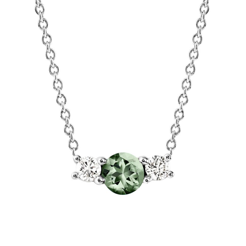 Pendentif Or blanc Saphir Vert et diamants Lady Duo 2