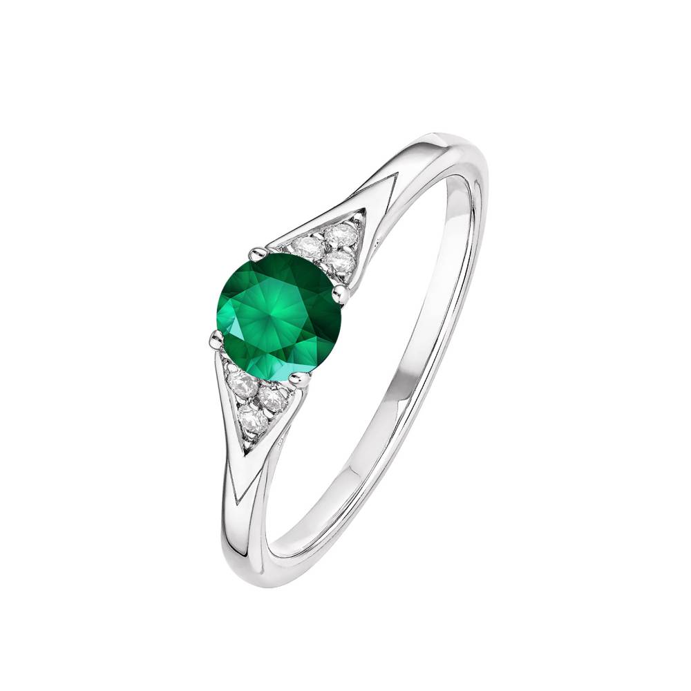 Ring White gold Emerald and diamonds Lady Trio 2