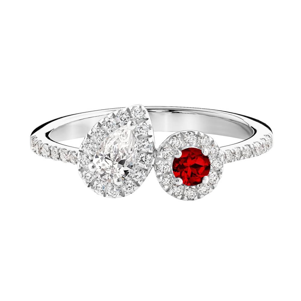 Ring White gold Garnet and diamonds AlterEgo Poire 2