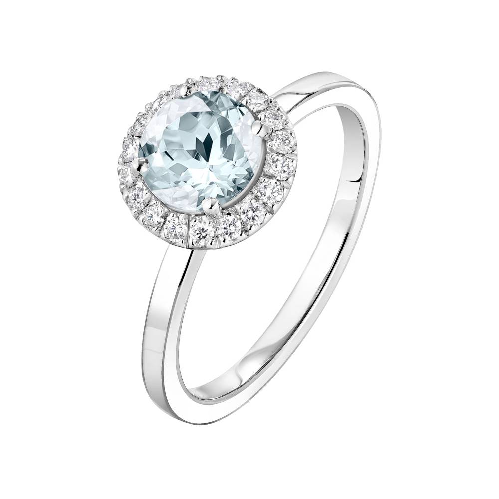 Ring Weißgold Aquamarin und diamanten Rétromantique L 2