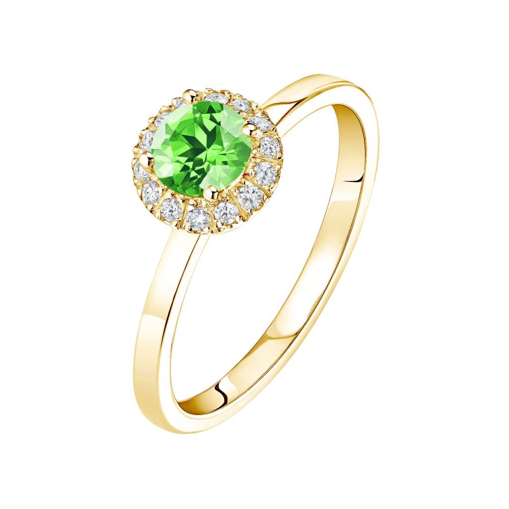 Ring Yellow gold Tsavorite and diamonds Rétromantique M 2