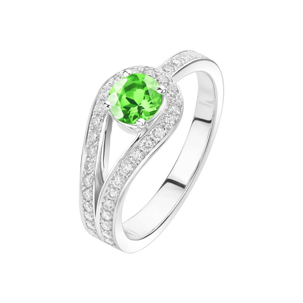 Ring White gold Tsavorite and diamonds Romy 2