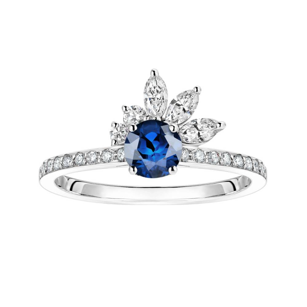 Ring Platinum Sapphire and diamonds Little EverBloom Pavée 2