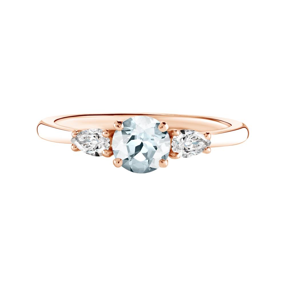 Ring Rose gold Aquamarine and diamonds Little Lady Duo de Poires 2