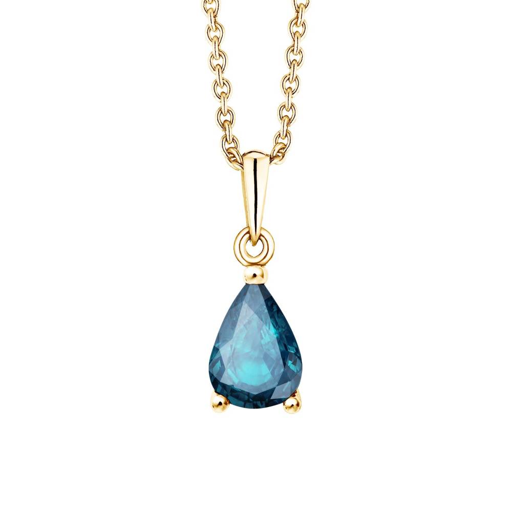 Pendentif Or jaune Topaze Blue London Goutte 2