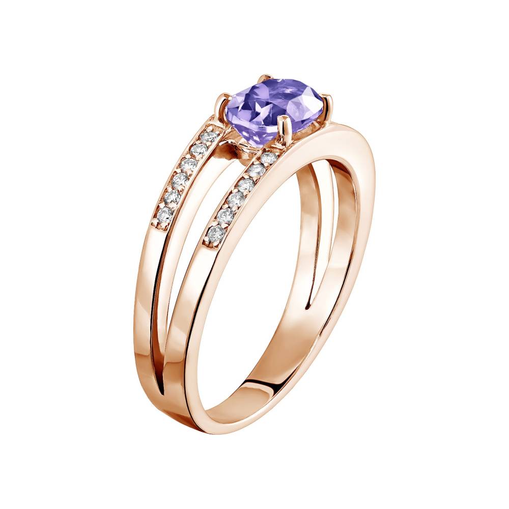 Bague Or rose Tanzanite et diamants Cassandra 3