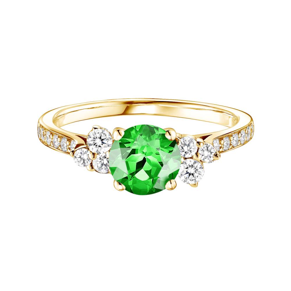 Ring Gelbgold Tsavorit und diamanten Baby EverBloom 6 mm Pavée 2