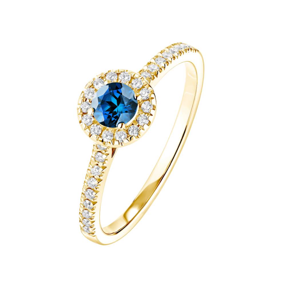 Bague Or jaune Saphir et diamants Rétromantique S Pavée 2