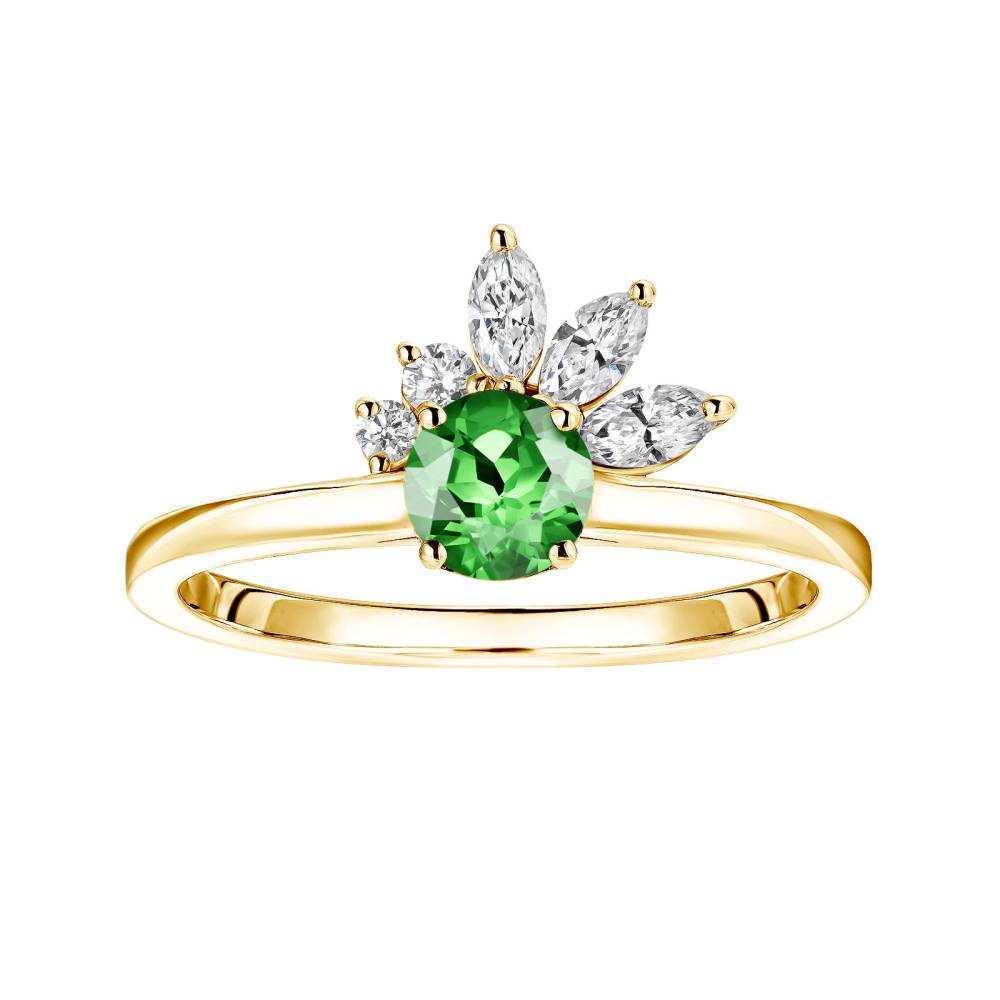 Ring Yellow gold Tsavorite and diamonds Little EverBloom 2