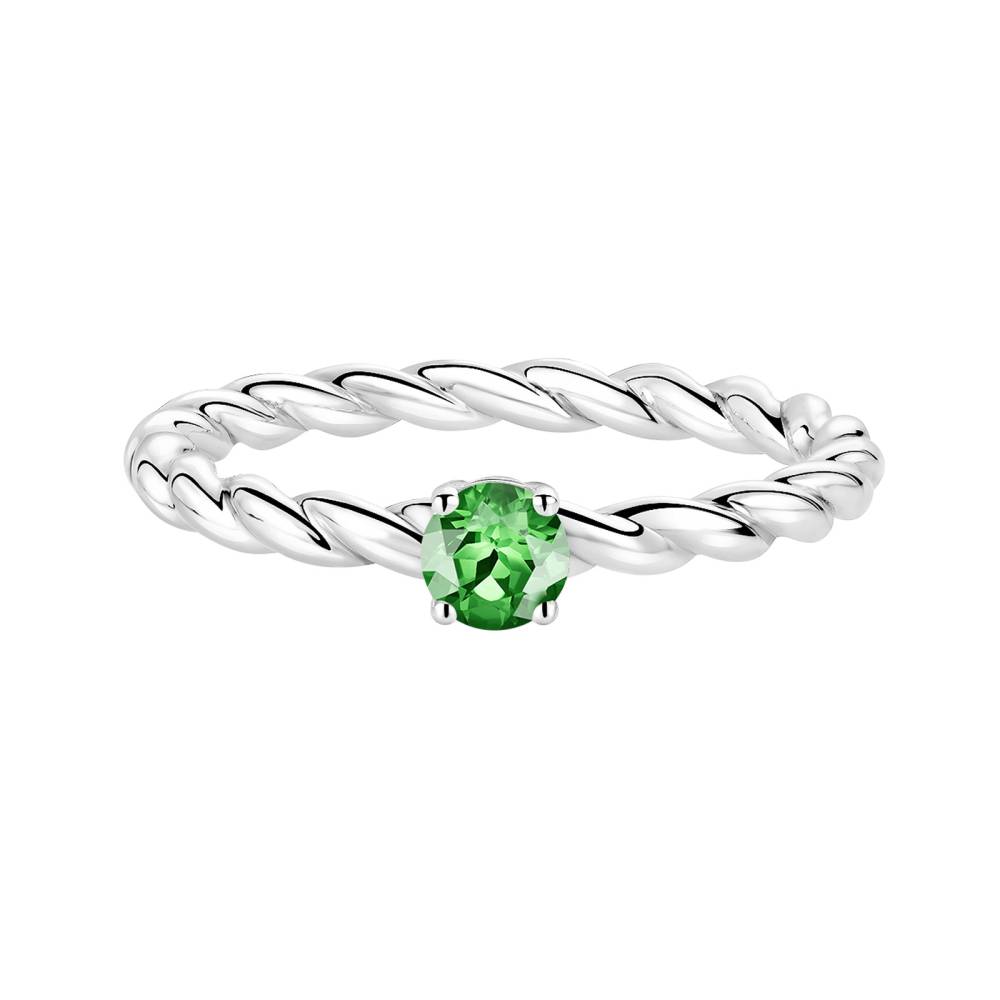 Bague Or blanc Tsavorite et diamants Capucine 4 mm 2