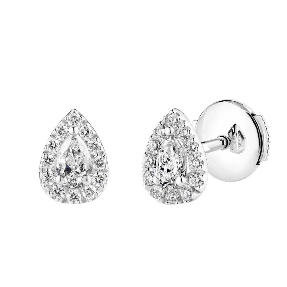 Earrings White gold Diamond Baby Rétromantique Poires Pavées 2