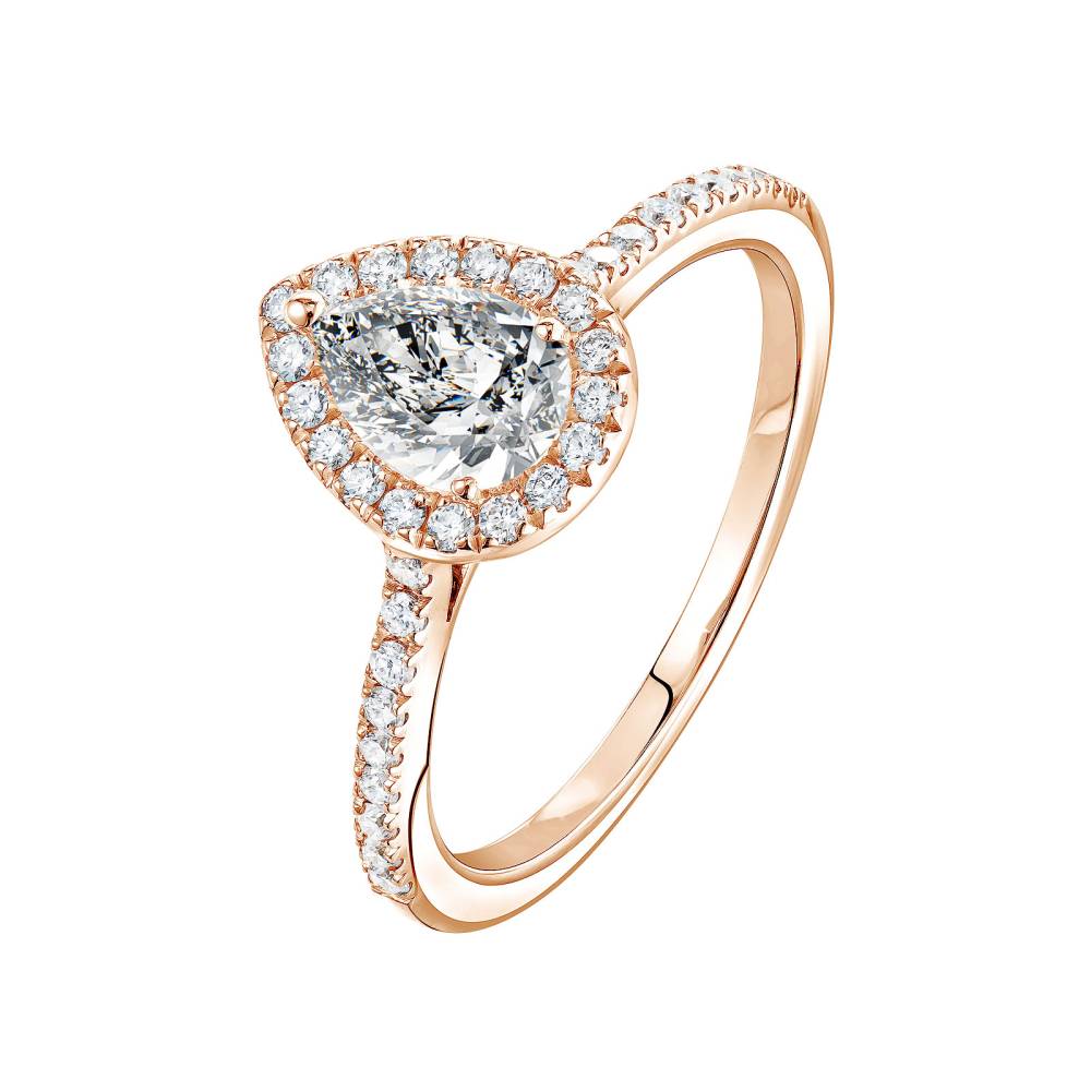 Ring Roségold Diamant Rétromantique Poire Pavée 2