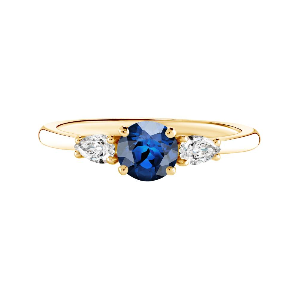 Ring Yellow gold Sapphire and diamonds Little Lady Duo de Poires 2