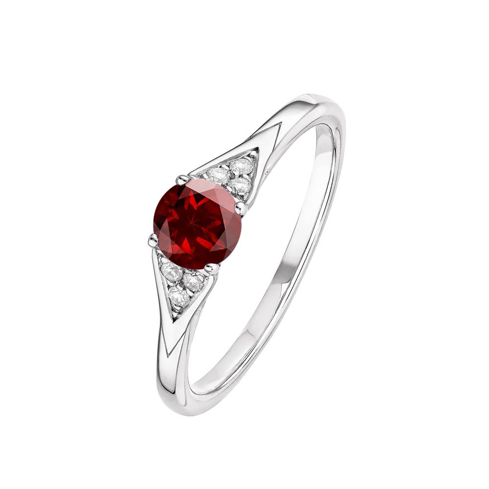 Ring White gold Garnet and diamonds Lady Trio 2