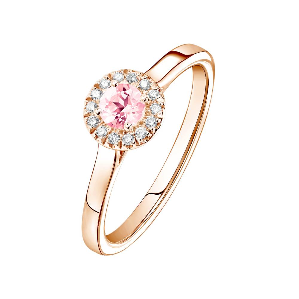 Bague Or rose Tourmaline et diamants Rétromantique S 2