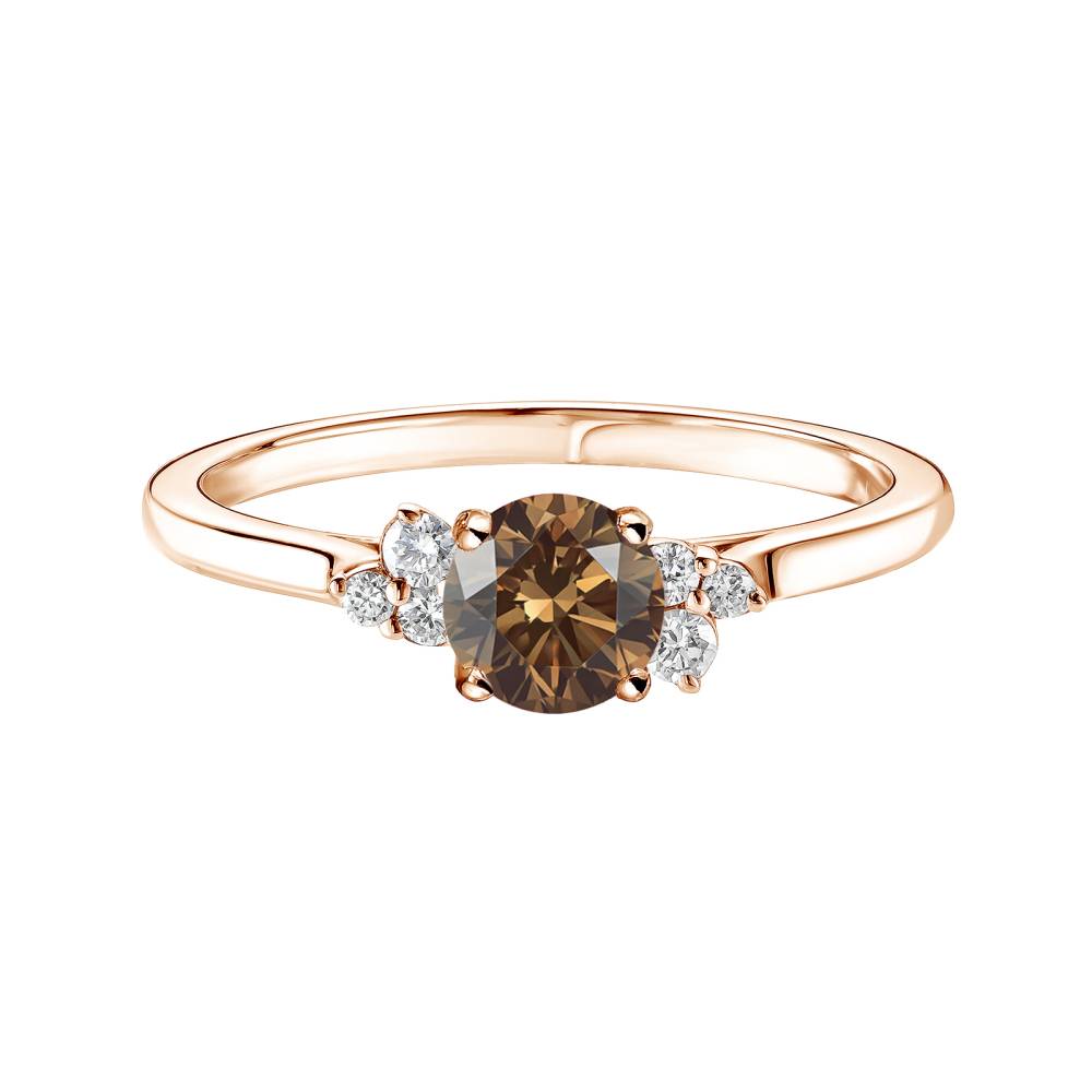 Ring Rose gold Chocolate Diamond and diamonds Baby EverBloom 5 mm 2