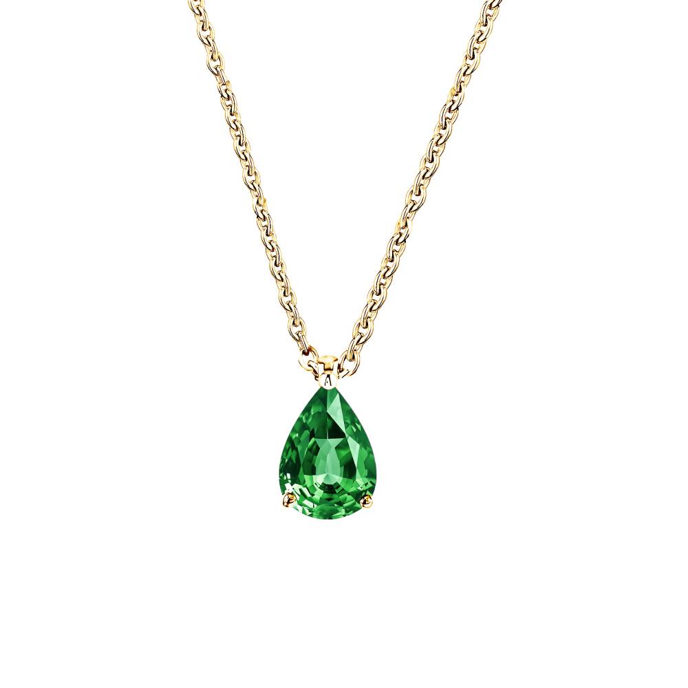 Pendant Yellow gold Tsavorite and diamonds Lady Poire M 2