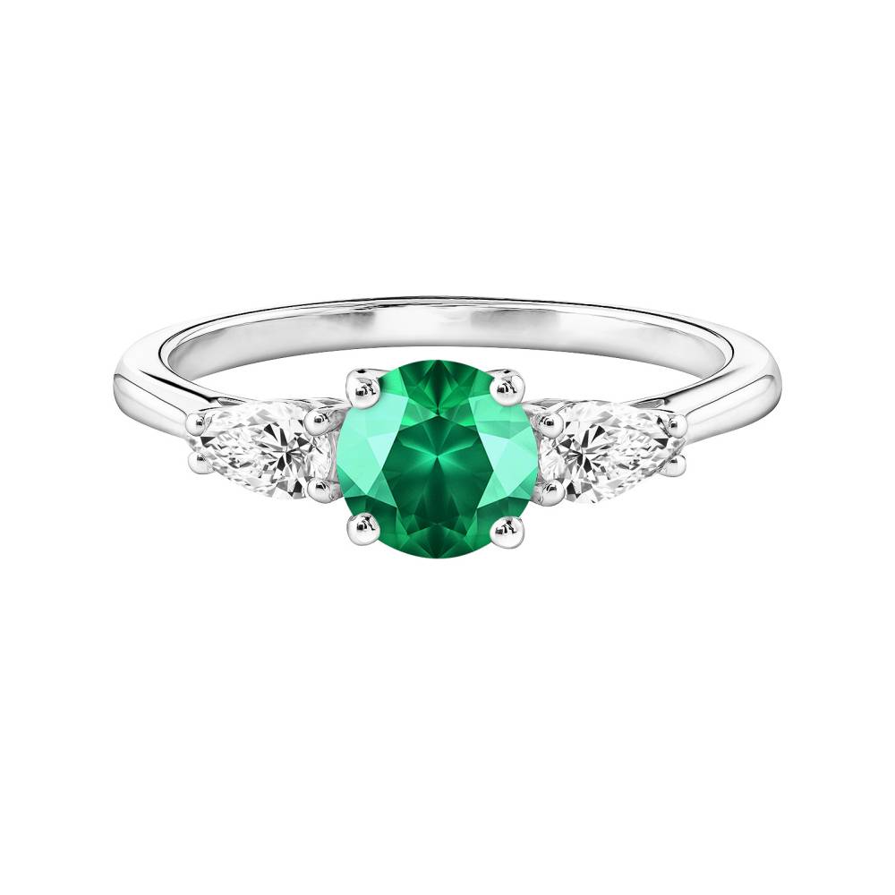 Ring White gold Emerald and diamonds Lady Duo de Poires 2