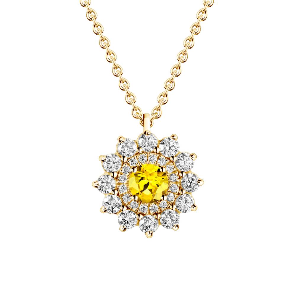 Pendentif Or jaune Saphir Jaune et diamants Lefkos 2