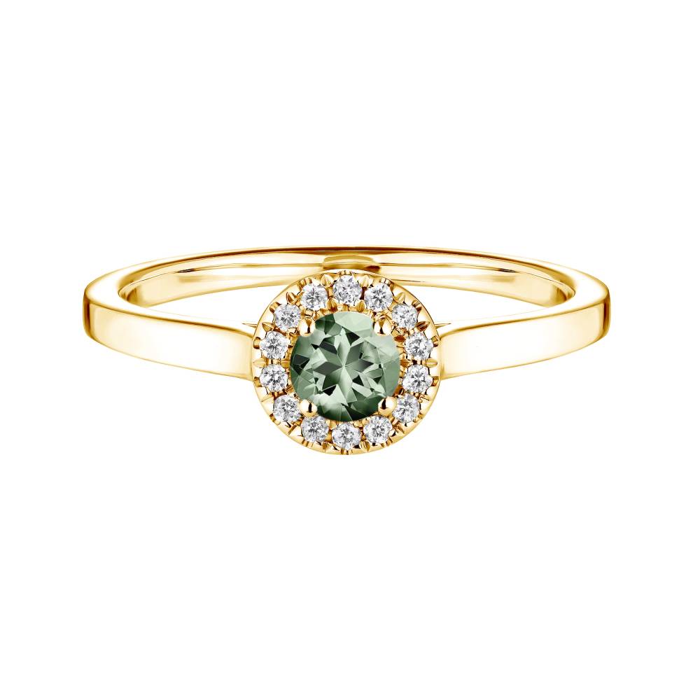 Ring Yellow gold Green Sapphire and diamonds Rétromantique S 2