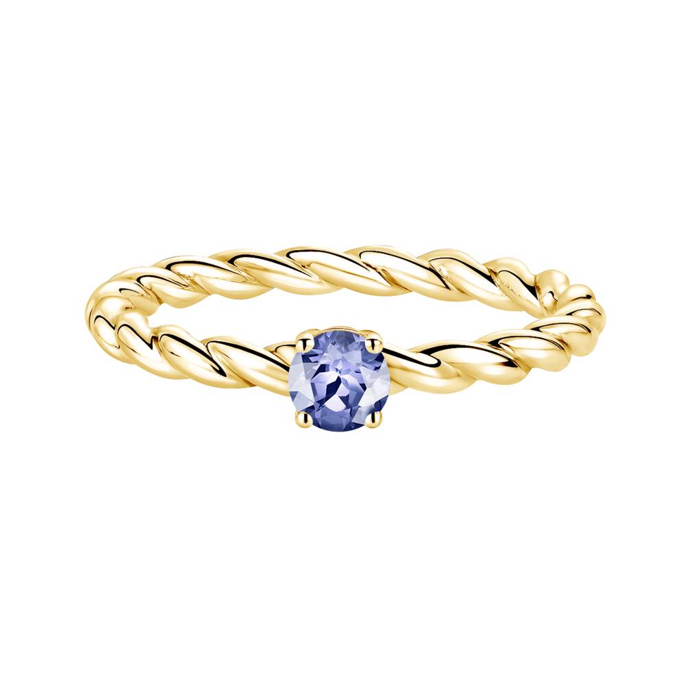 Ring Yellow gold Tanzanite and diamonds Capucine 4 mm 2