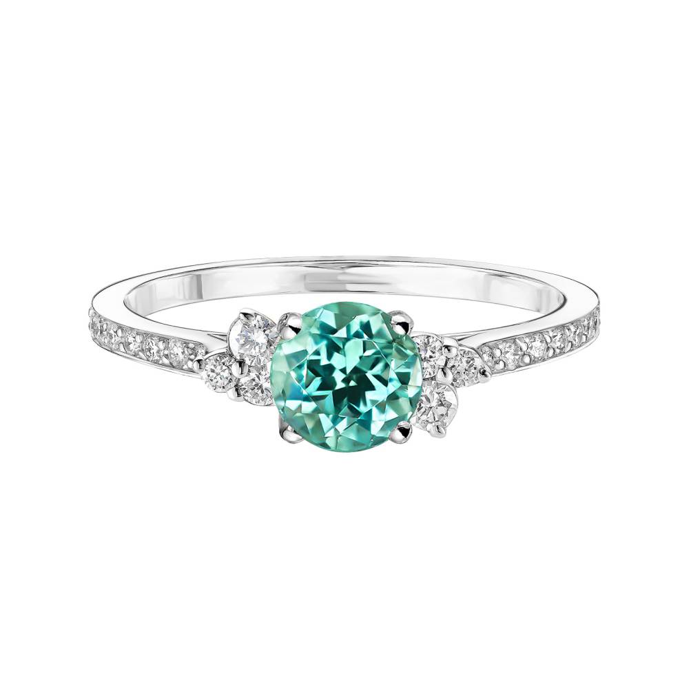Bague Platine Tourmaline Mint et diamants Baby EverBloom 5 mm Pavée 2