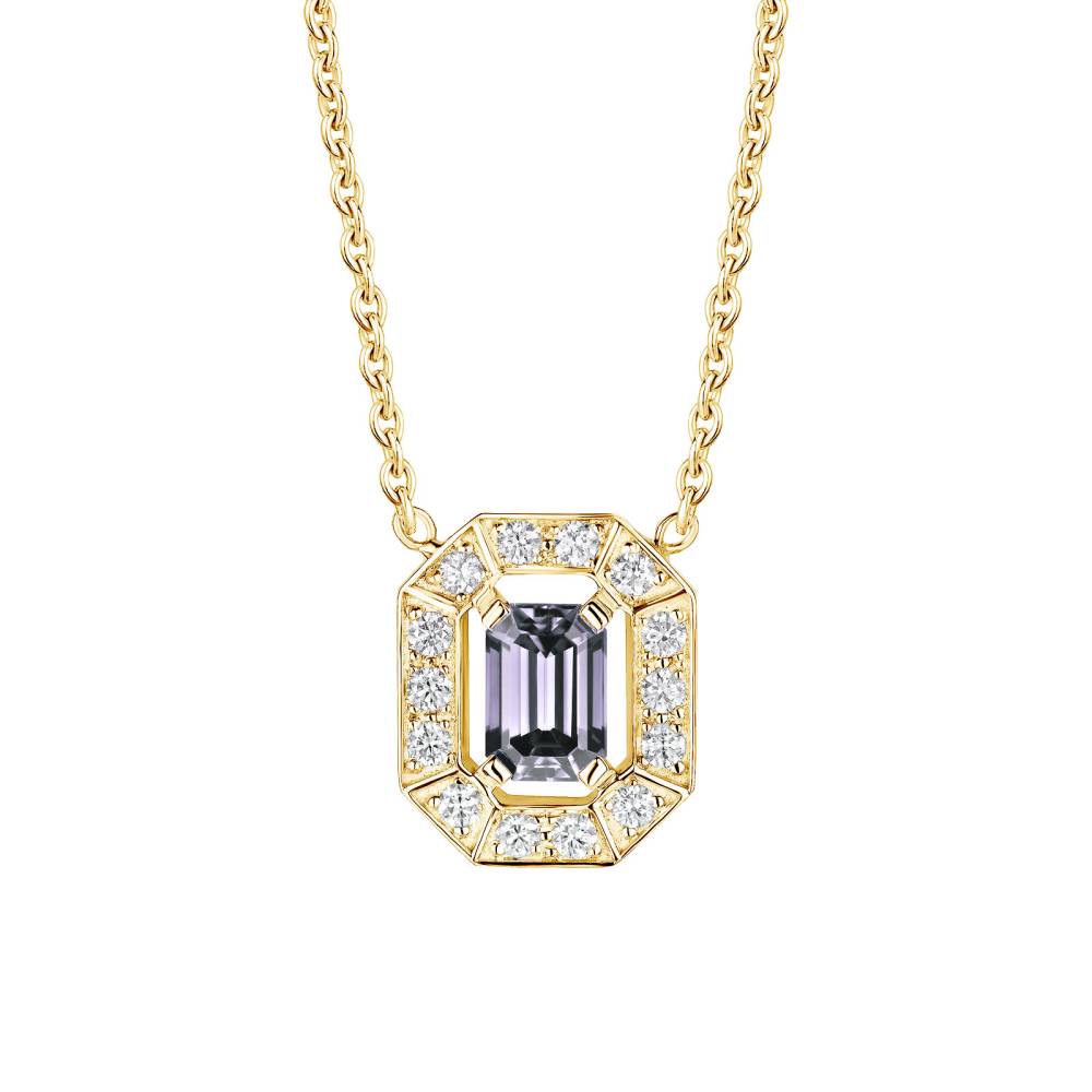 Pendant Yellow gold Grey Spinel and diamonds Art Déco 2