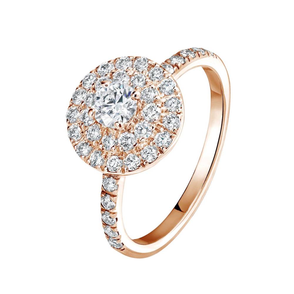 Ring Rose gold Diamond Rétromantique Duo Pavée 2