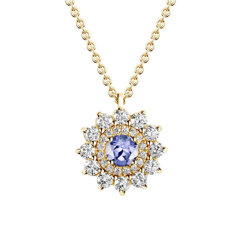 Pendant Yellow gold Tanzanite and diamonds Lefkos 2