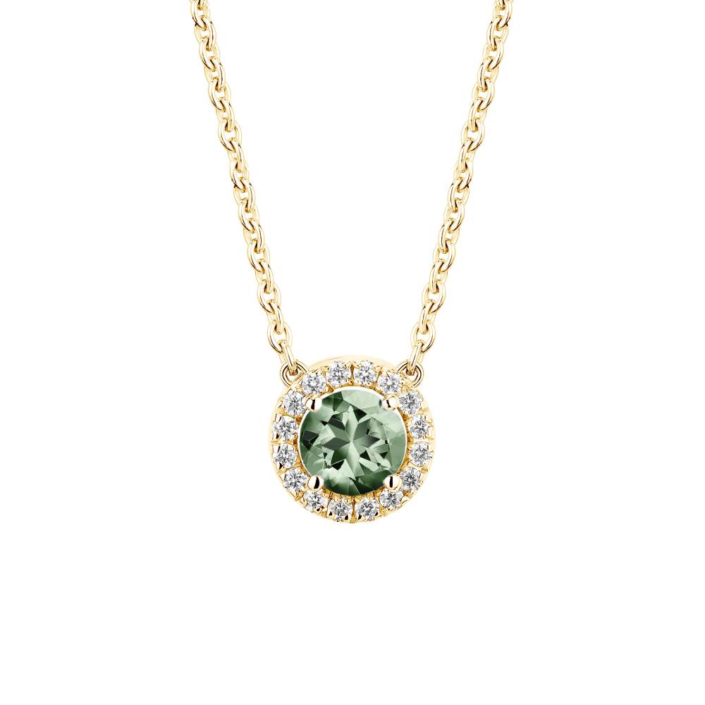 Pendentif Or jaune Saphir Vert et diamants Rétromantique S 2