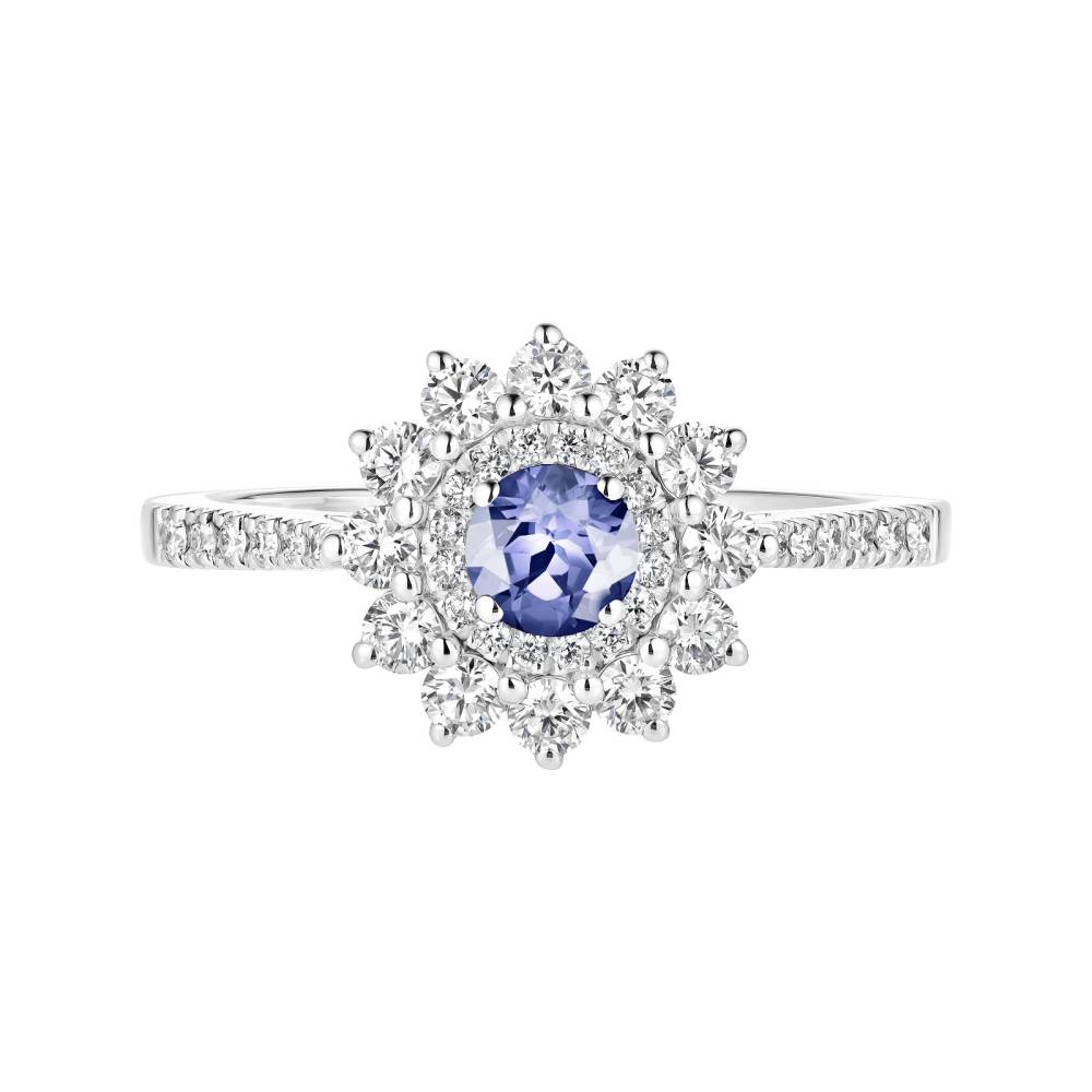 Ring White gold Tanzanite and diamonds Lefkos 4 mm Pavée 2