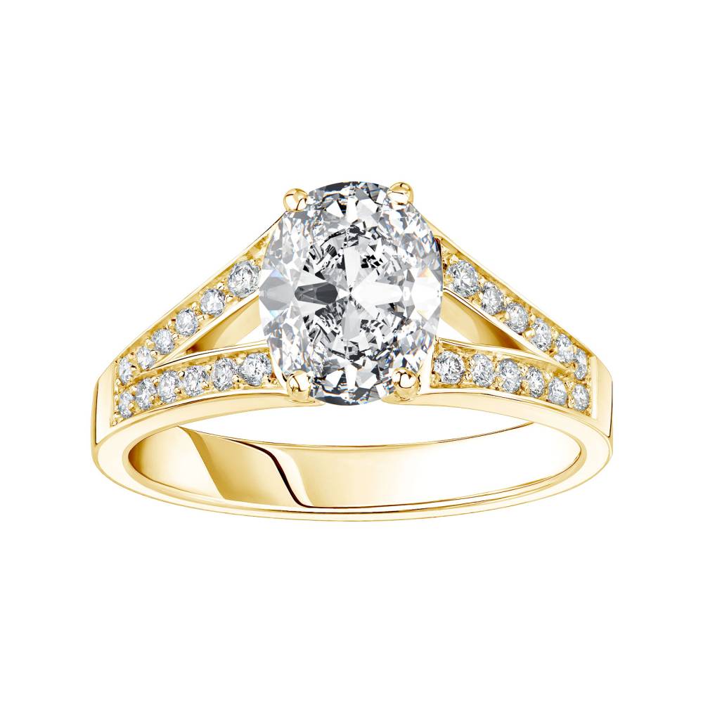 Ring Gelbgold Diamant Rétromantique Tiare Pavée 2