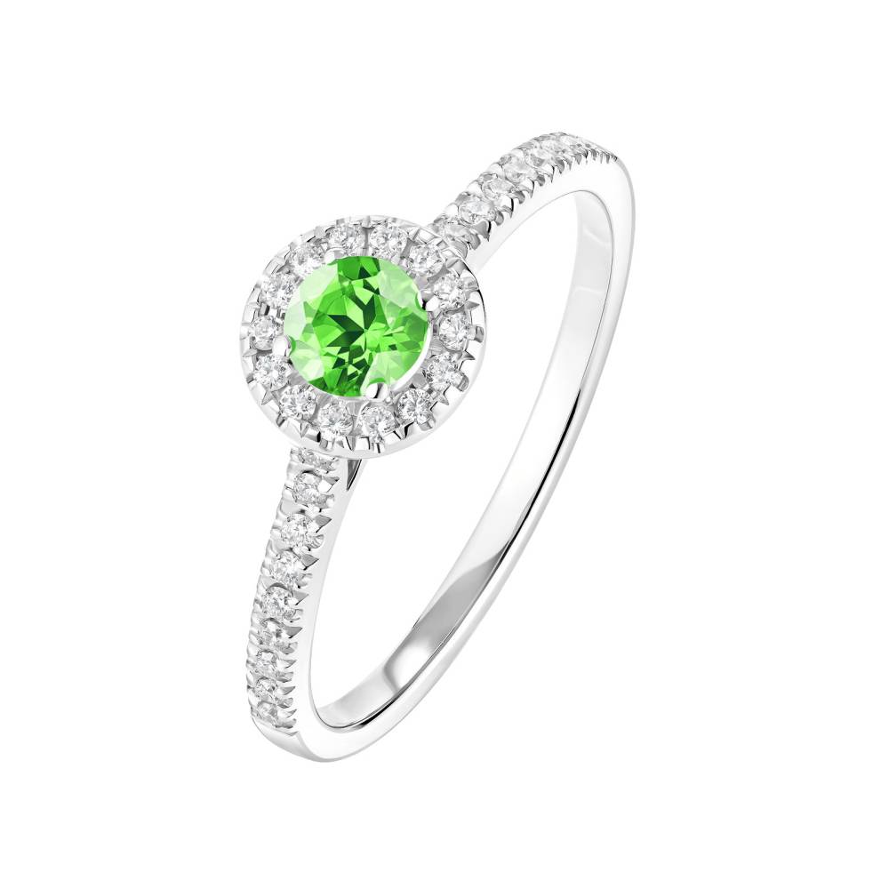 Bague Or blanc Tsavorite et diamants Rétromantique S Pavée 2