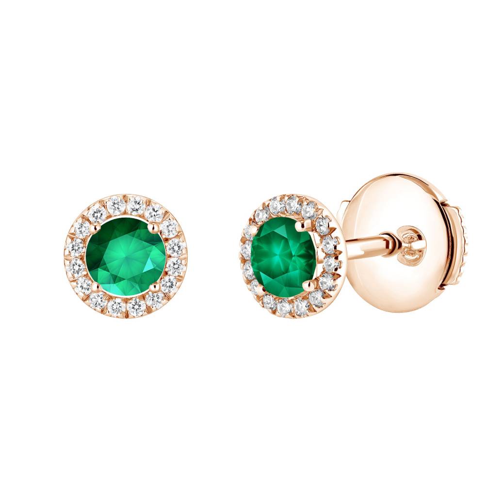 Earrings Rose gold Emerald and diamonds Rétromantique S 2