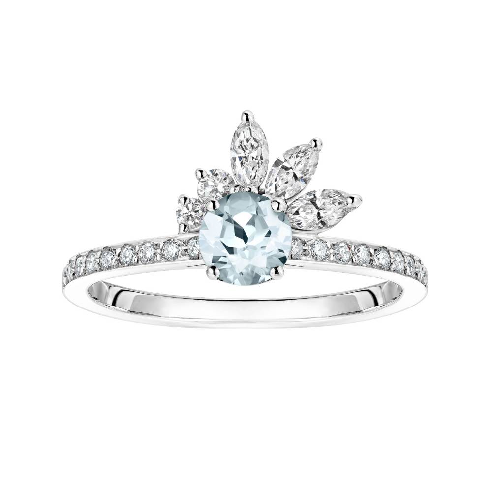 Ring Weißgold Aquamarin und diamanten Little EverBloom Pavée 2