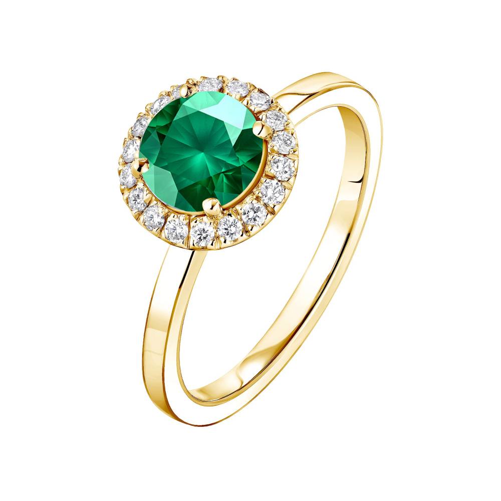 Ring Yellow gold Emerald and diamonds Rétromantique L 2