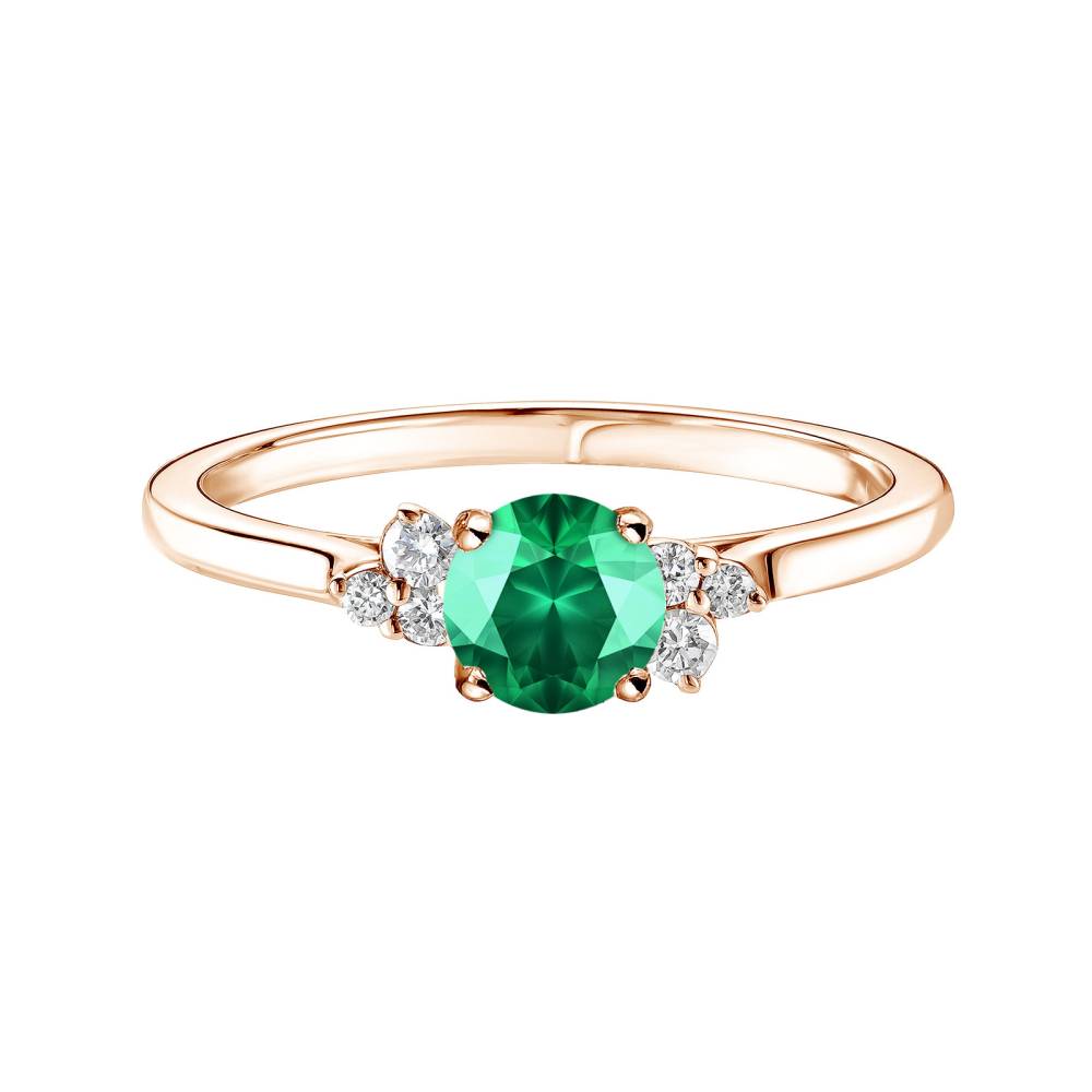 Ring Rose gold Emerald and diamonds Baby EverBloom 5 mm 2