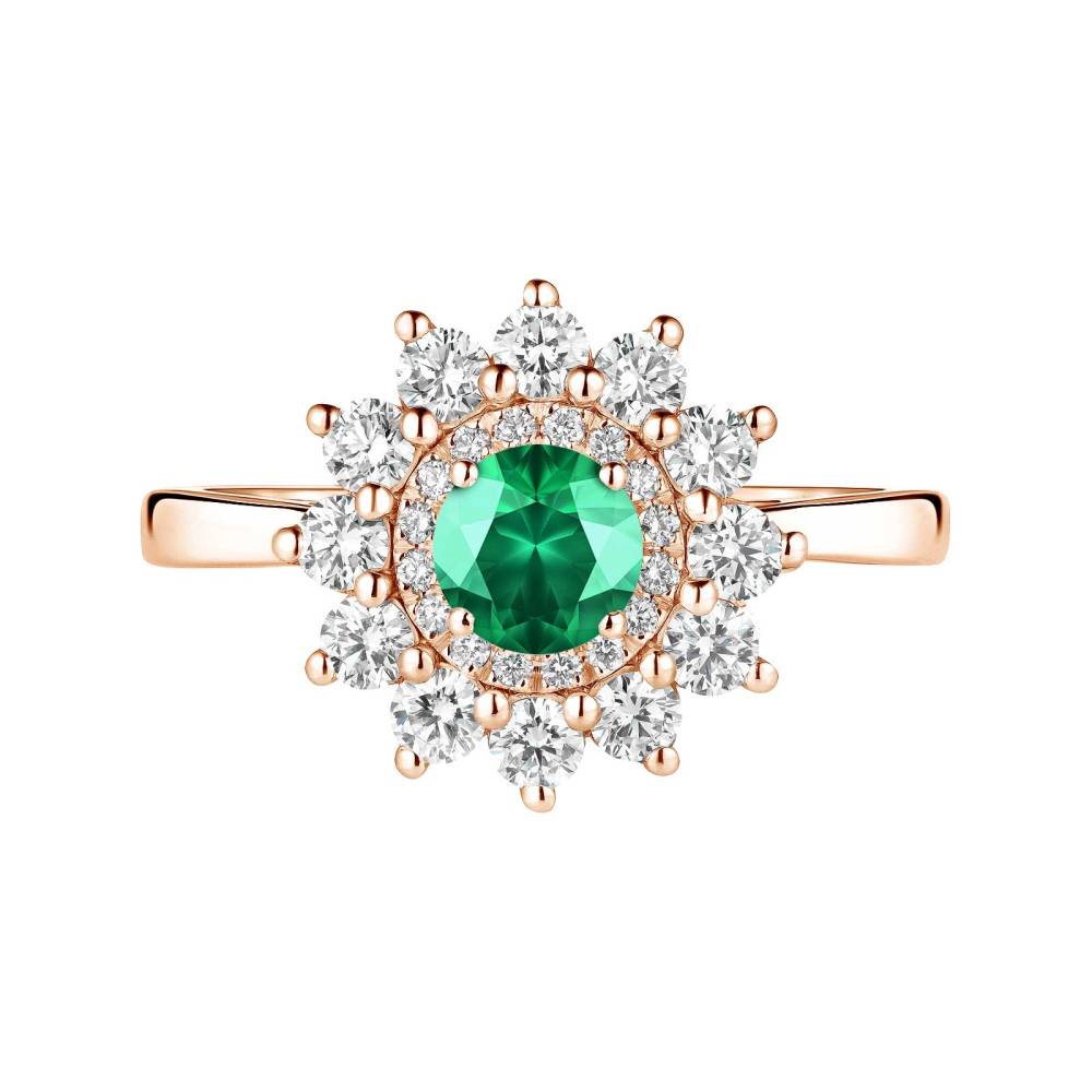 Ring Rose gold Emerald and diamonds Lefkos 5 mm 2