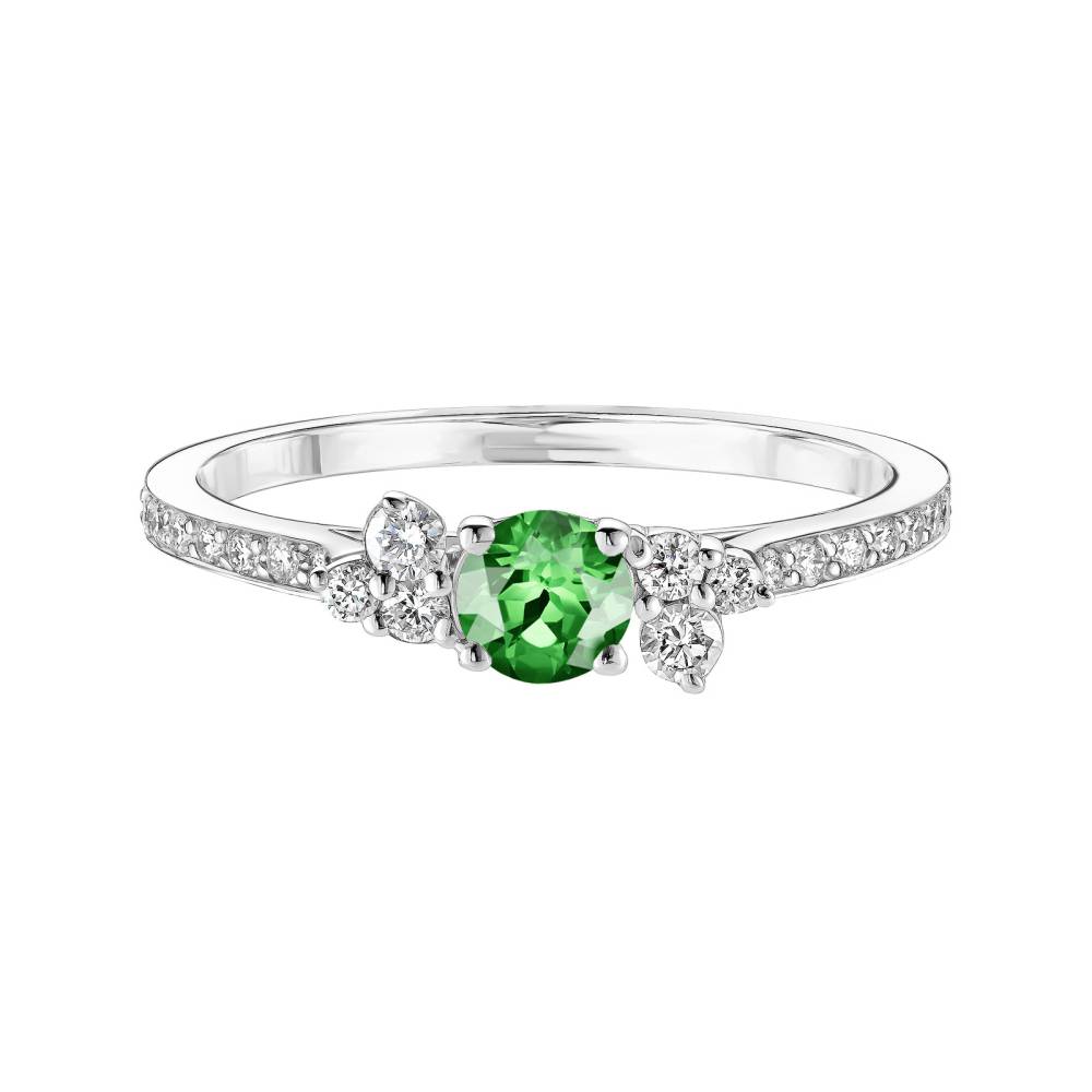 Ring Platin Tsavorit und diamanten Baby EverBloom Pavée 2