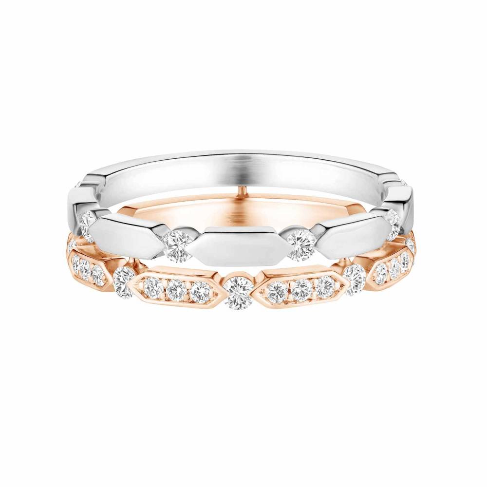 Ring White and rose gold Diamond MET Duo M 2